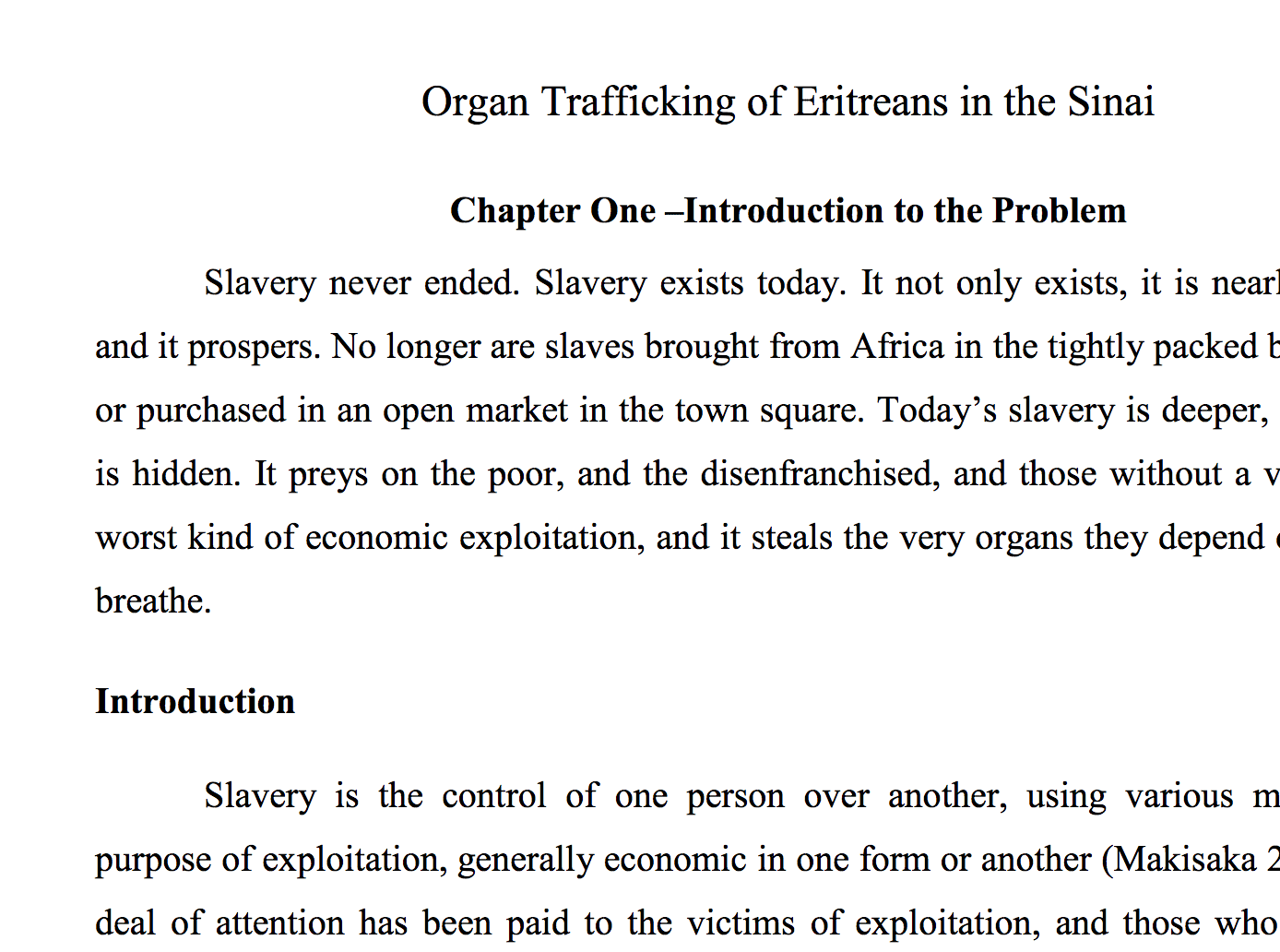 Organ Trafficking of Eritreans in the Sinai: Perpetration or Provision of Service?
