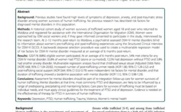 Risk factors for mental disorders in women survivors of human trafficking: a historical cohort study