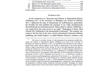 Prohibiting Sex Purchasing and Ending Trafficking: The Swedish Prostitution Law