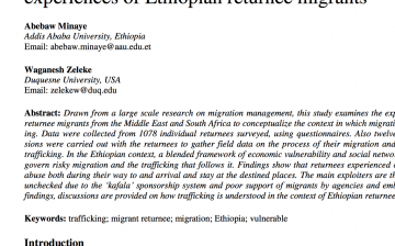 Reconceptualizing human traffickingL The experiences of Ethiopian returnee migrants