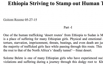 Ethiopia Striving to Stamp out Human Trafficking