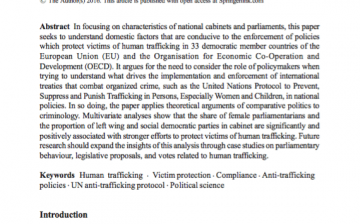 Political determinants of efforts to protect victims of human trafficking