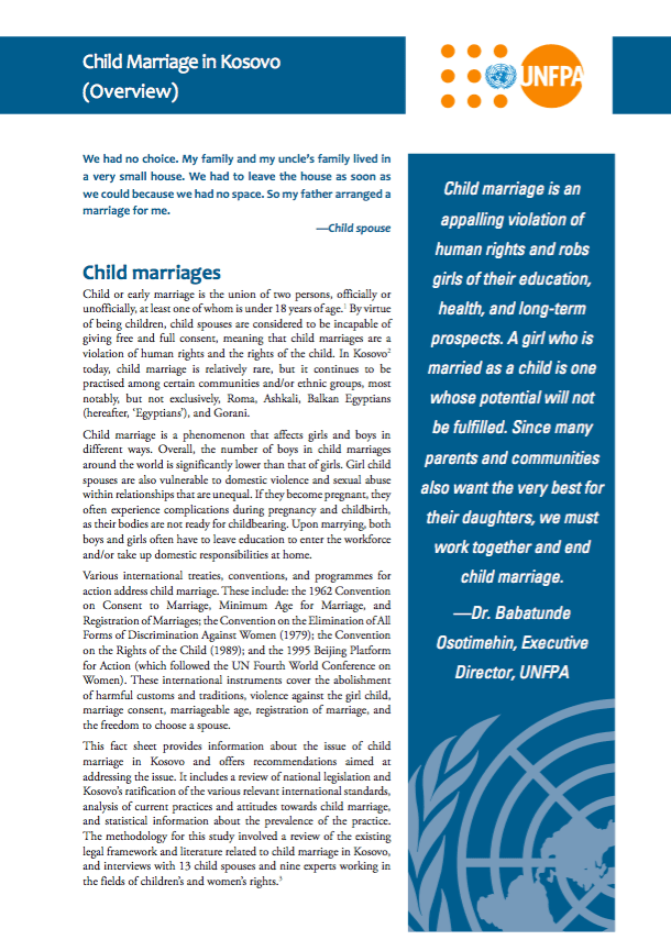 Child Marriage in Kosovo (Overview)