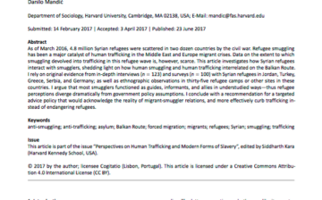 Trafficking and Syrian Refugee Smuggling: Evidence from the Balkan Route