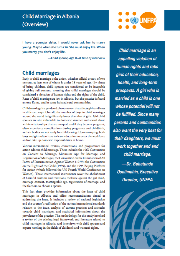 Child Marriage in Albania (Overview)