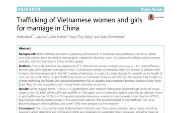 Trafficking of Vietnamese women and girls for marriage in China