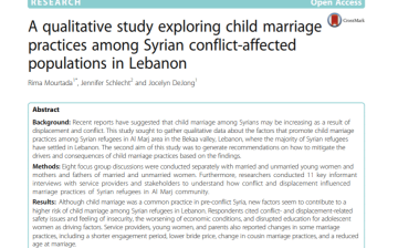 A qualitative study exploring child marriage practices among Syrian conflict-affected populations in Lebanon