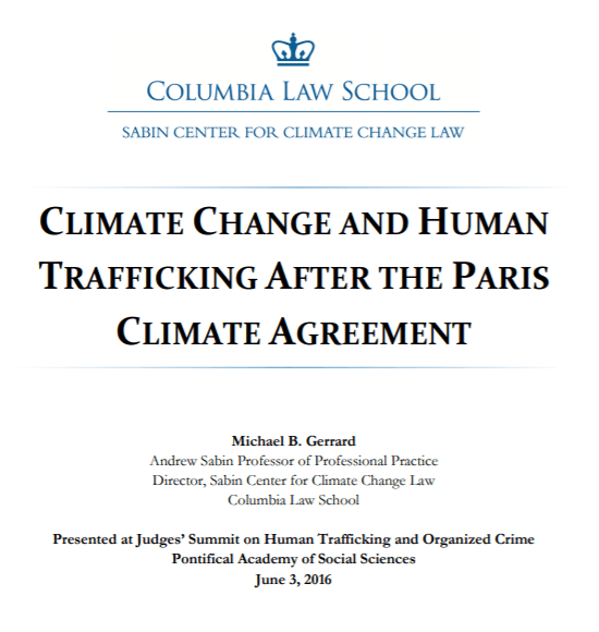 Climate Change and Human Trafficking After the Paris Agreement
