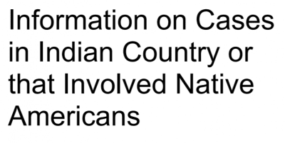 Report to Congressional Requesters: Information on Cases in Indian Country or that Involved Native Americans