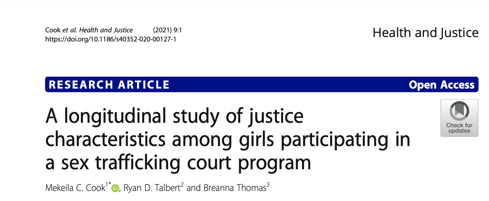 Study of Justice Characteristics Among Girls Participating in a Sex Trafficking Court Program