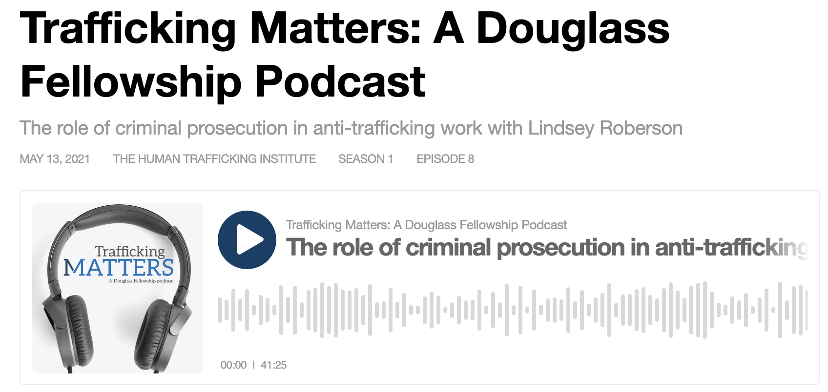 The Role of Criminal Prosecution in Anti-Trafficking Work