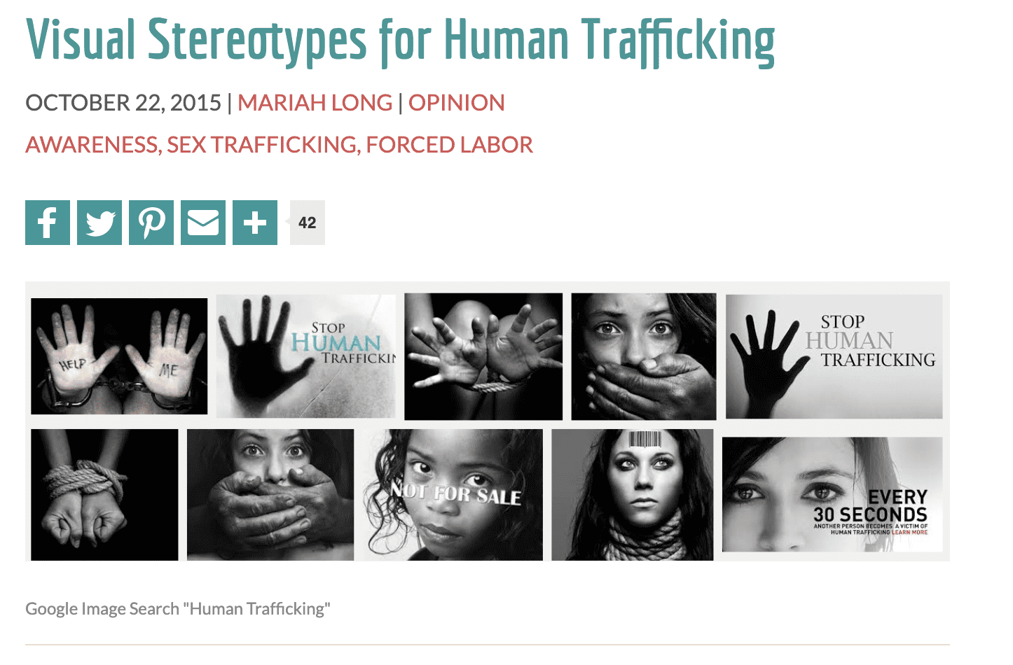 Visual Stereotypes for Human Trafficking