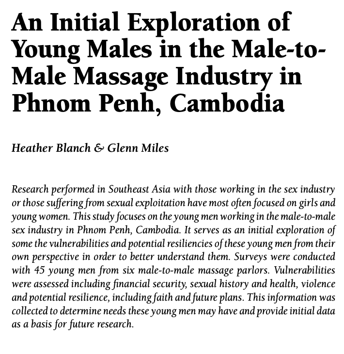 An Initial Exploration of Young Males in the Male-to-Male Massage Industry in Phnom Penh, Cambodia