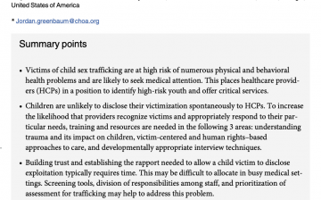 Child sex trafficking in the United States: Challenges for the healthcare provider