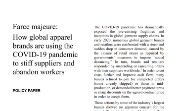 Farce majeure: How global apparel brands are using the COVID-19 pandemic to stiff suppliers and abandon workers