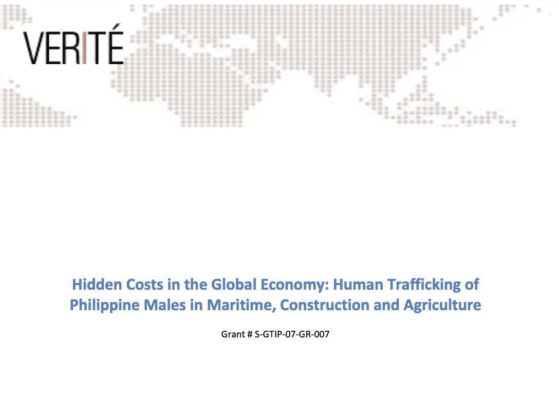 Hidden Costs in the Global Economy: Human Trafficking of Philippine Males in Maritime, Construction and Agriculture