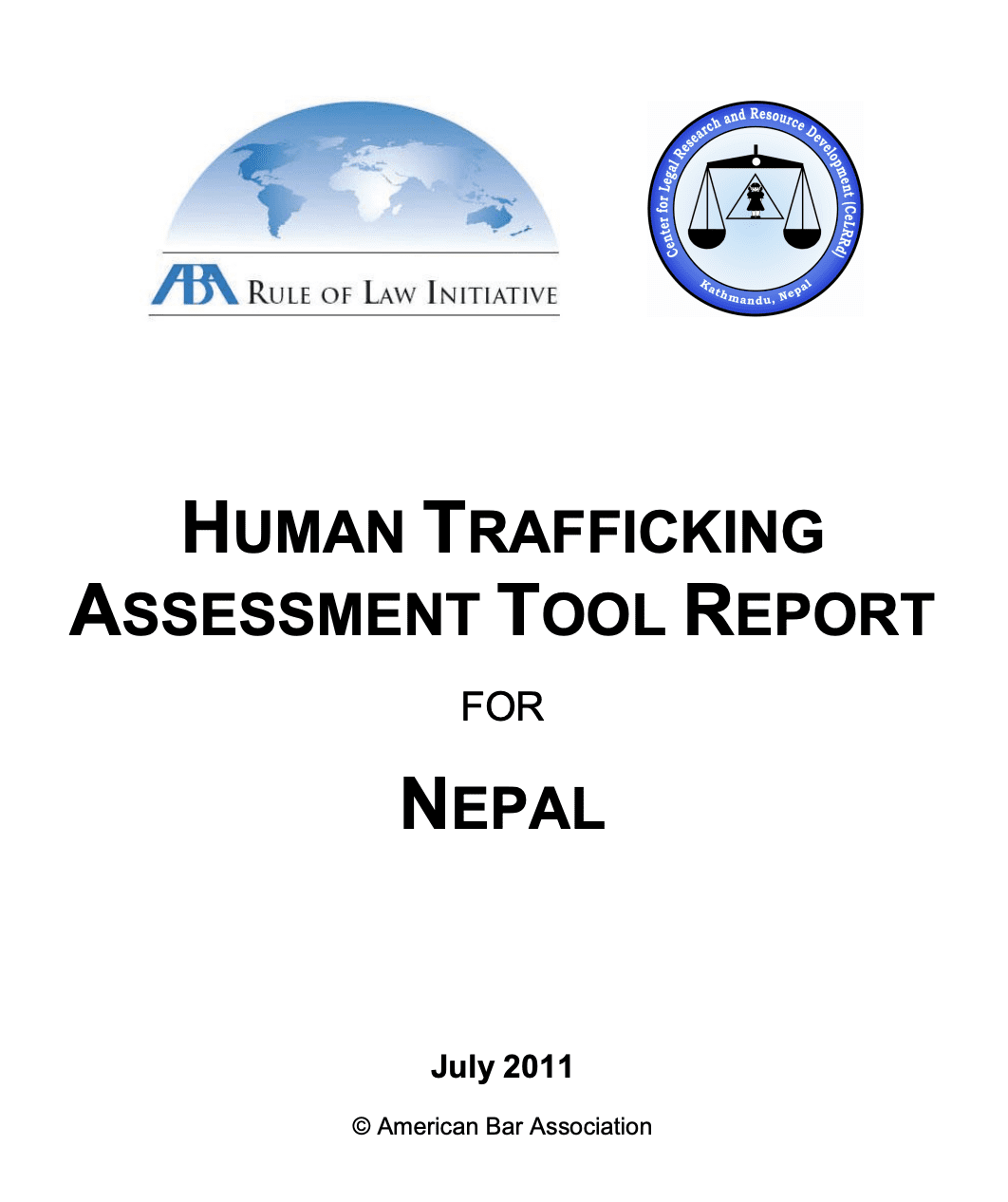 Human Trafficking Assessment Tool Report for Nepal