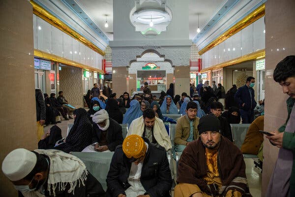 The bustling lobby of Loqman Hakim Hospital in Herat city, which advertises itself as Afghanistan’s first kidney transplantation center.